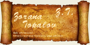 Zorana Topalov vizit kartica
